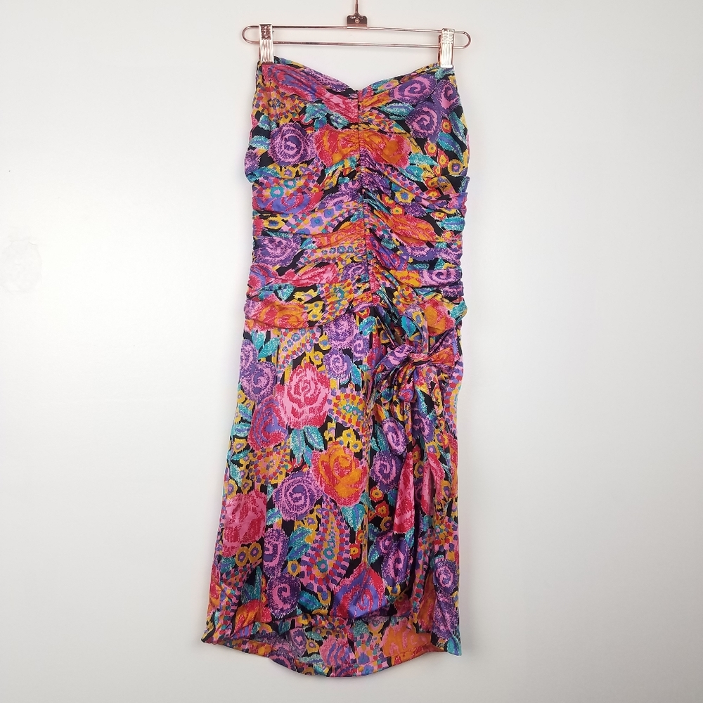 Vintage | 100% Silk Strapless Colorful Dress 1980s - Picture 2 of 7